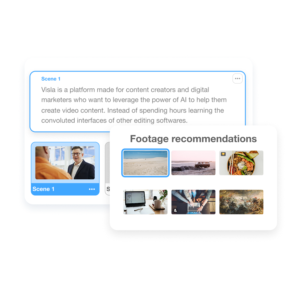AI-generated video draft shown in Visla’s case study video creator with structured timeline and footage.